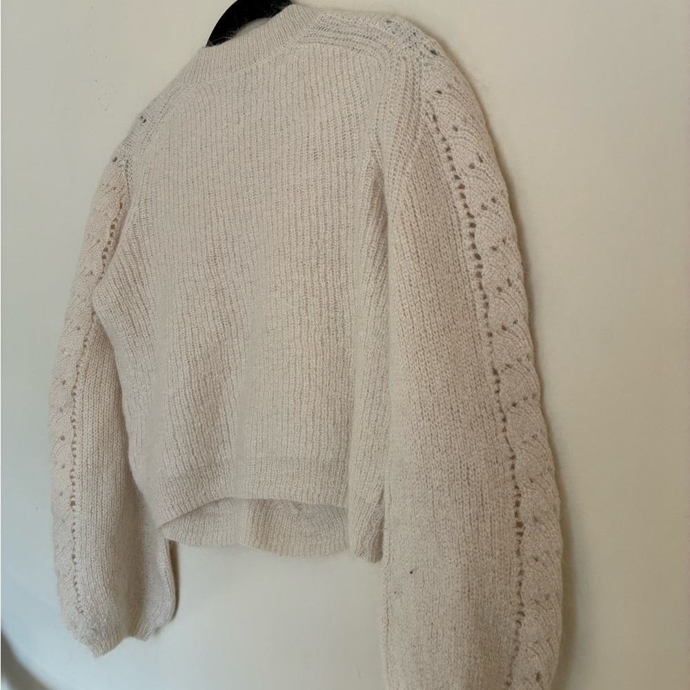 Aritzia Little Moon Cream Mohair Balloon Sleeve Cropped Sweater - Picture 10 of 13